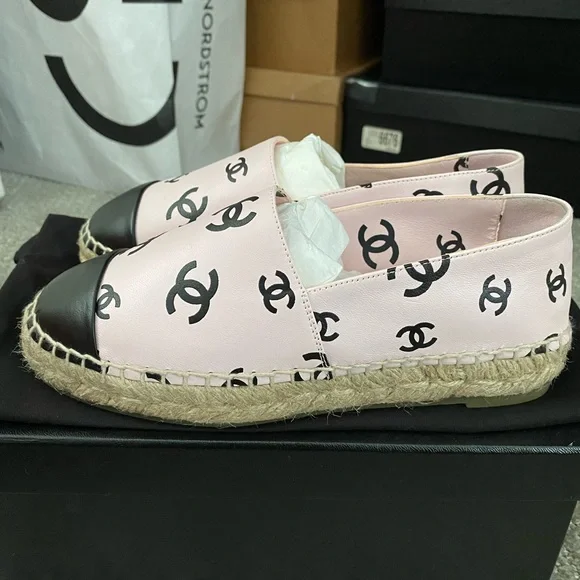 Authentic Chanel Pink and Black Espadrilles - Picture 2 of 7